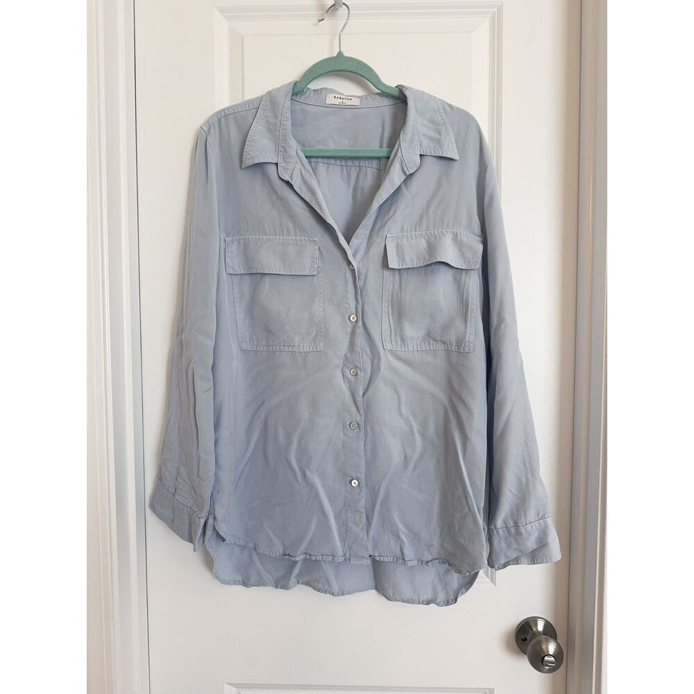 Aritzia Babaton Light Blue Utility Button Down Shirt Size L
